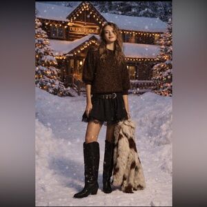 Anthropologie NWT The Violetta Short-Sleeve Tinsel Sweater by Maeve size S.